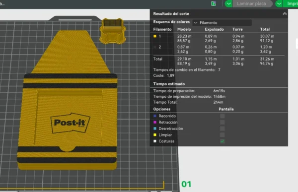 Porta Post-it para Escritorio | Modelo STL para Impresión 3D