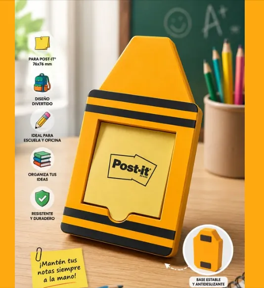 Porta Post-it para Escritorio | Modelo STL para Impresión 3D